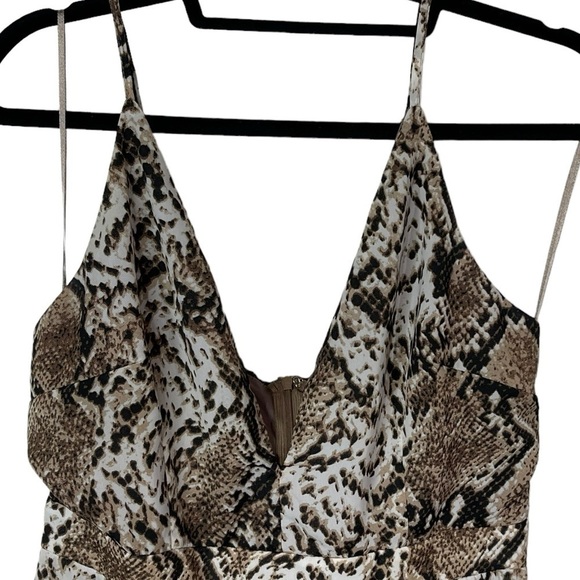 Super Down Snake Print Jumpsuit Plung Neck Line Wide Leg Revolve size Large - Picture 2 of 12